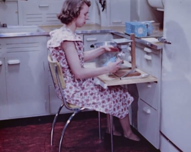 home economist preserving food while sitting