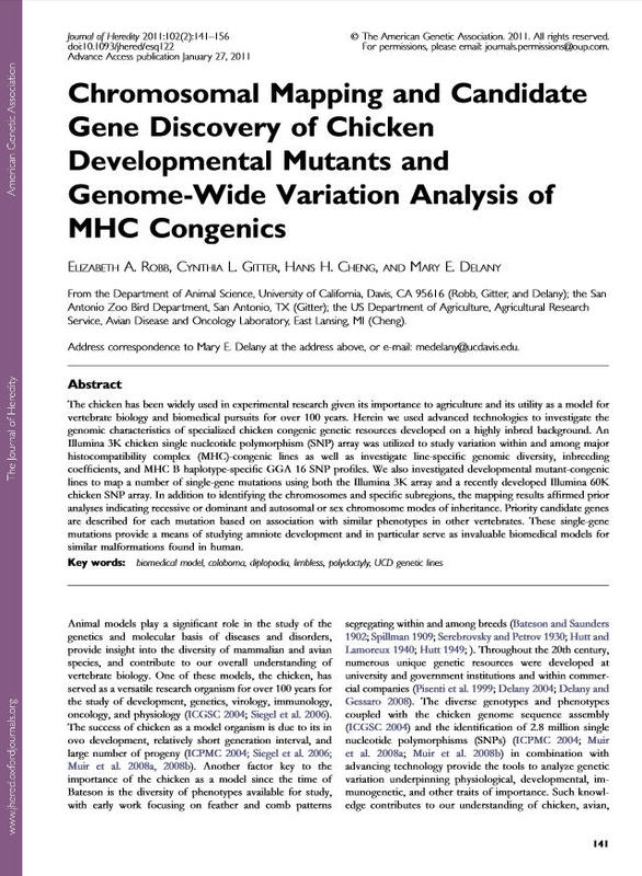 Chromosomal Mapping and Candidate Gene Discovery of Chicken Developmental Mutants and Genome-Wide Variation Analysis of MHC Congenics.jpg