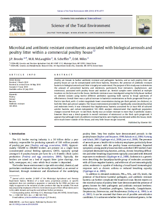 Microbial and antibiotic resistant constituents associated with biological aerosols and poultry litter within a commercial poultry house.jpg