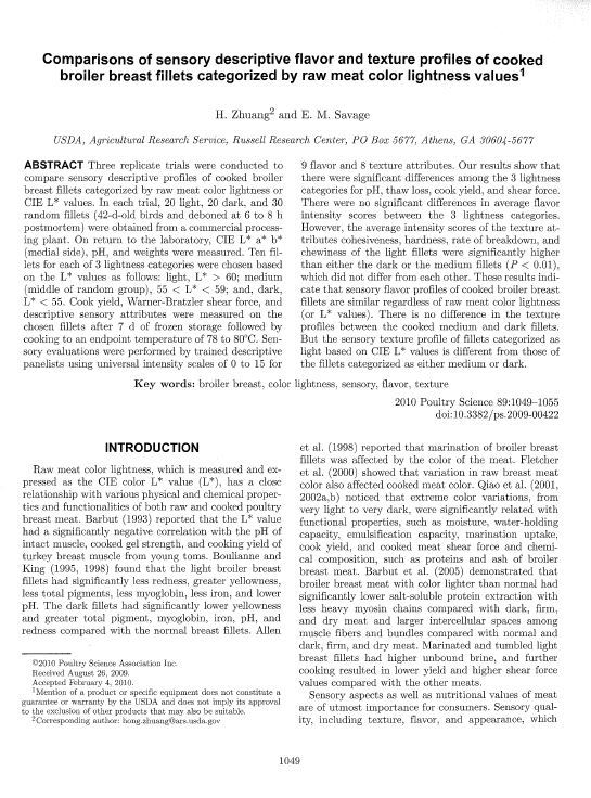 Comparisons of sensory descriptive flavor and texture profiles of cooked broiler breast fillets categorized by raw meat color lightness values.jpg