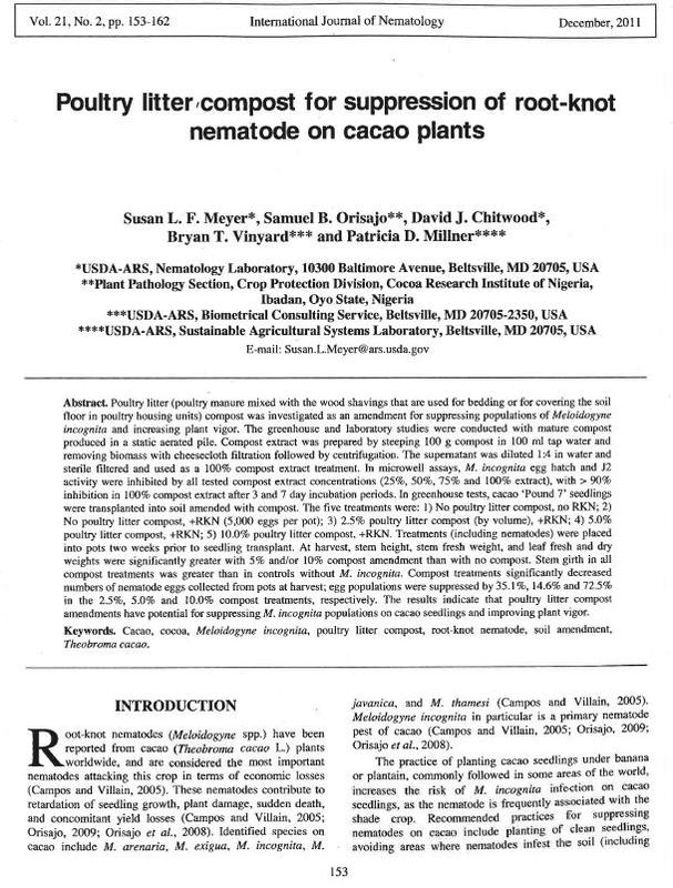 Poultry litter compost for suppression of root-knot nematode on cacao plants.jpg Poultry litter compost for suppression of root-knot nematode on cacao plants.jpg
