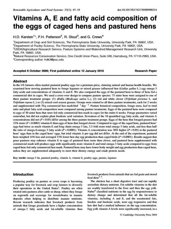 Vitamins A, E and fatty acid composition of the eggs of caged hens and pastured hens.jpg