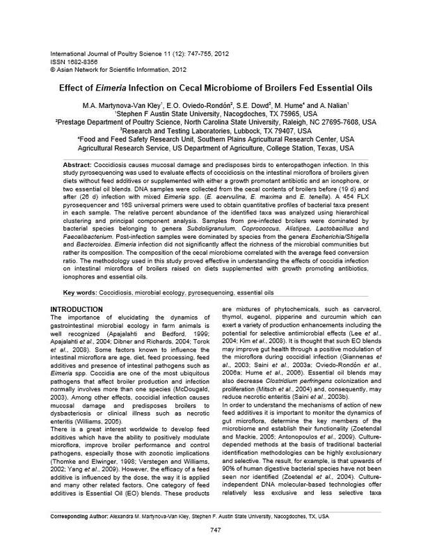 Effect of Eimeria infection on cecal microbiome of broilers fed essential oils.jpg