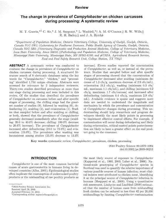 The change in prevalence of Campylobacter on chicken carcasses during processing A systematic review.jpg