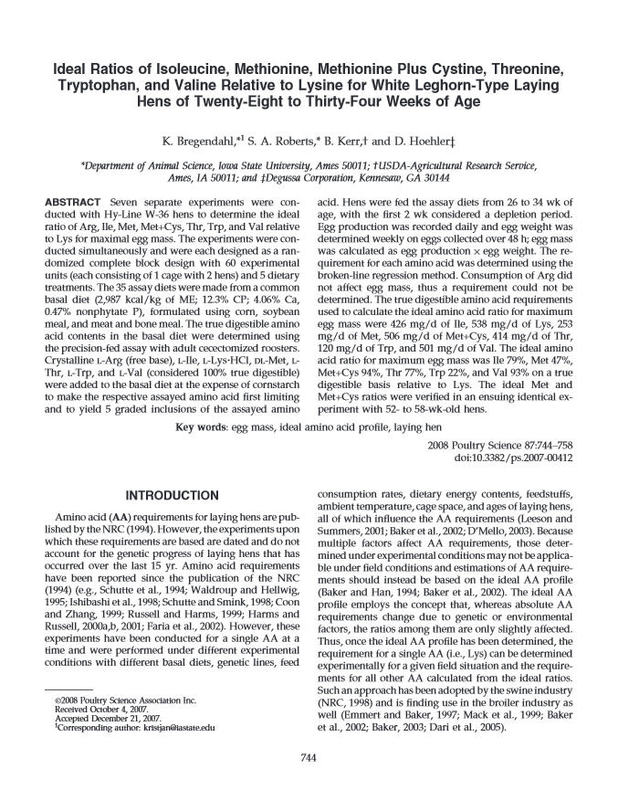 Ideal Ratios of Isoleucine, Methionine, Methionine Plus Cystine, Threonine, Tryptophan, and Valine Relative to Lysine for White Leghorn-Type Laying Hens of Twenty-Eight to Thirty-Four Weeks of Age.jpg