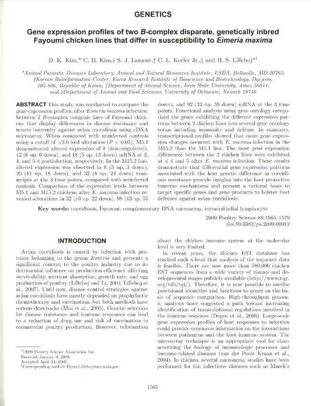 Gene expression profiles of two B-complex disparate, genetically inbred Fayoumi chicken lines that differ in susceptibility to Eimeria maxima.jpg