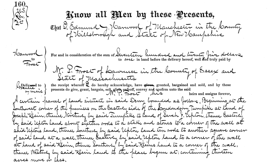 Excerpt of the transfer of The Magoon Place from its then current owner, Edmund Y. Harwood to W. P. Frost