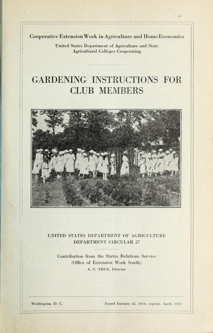Gardening Instructions for Club Members cover