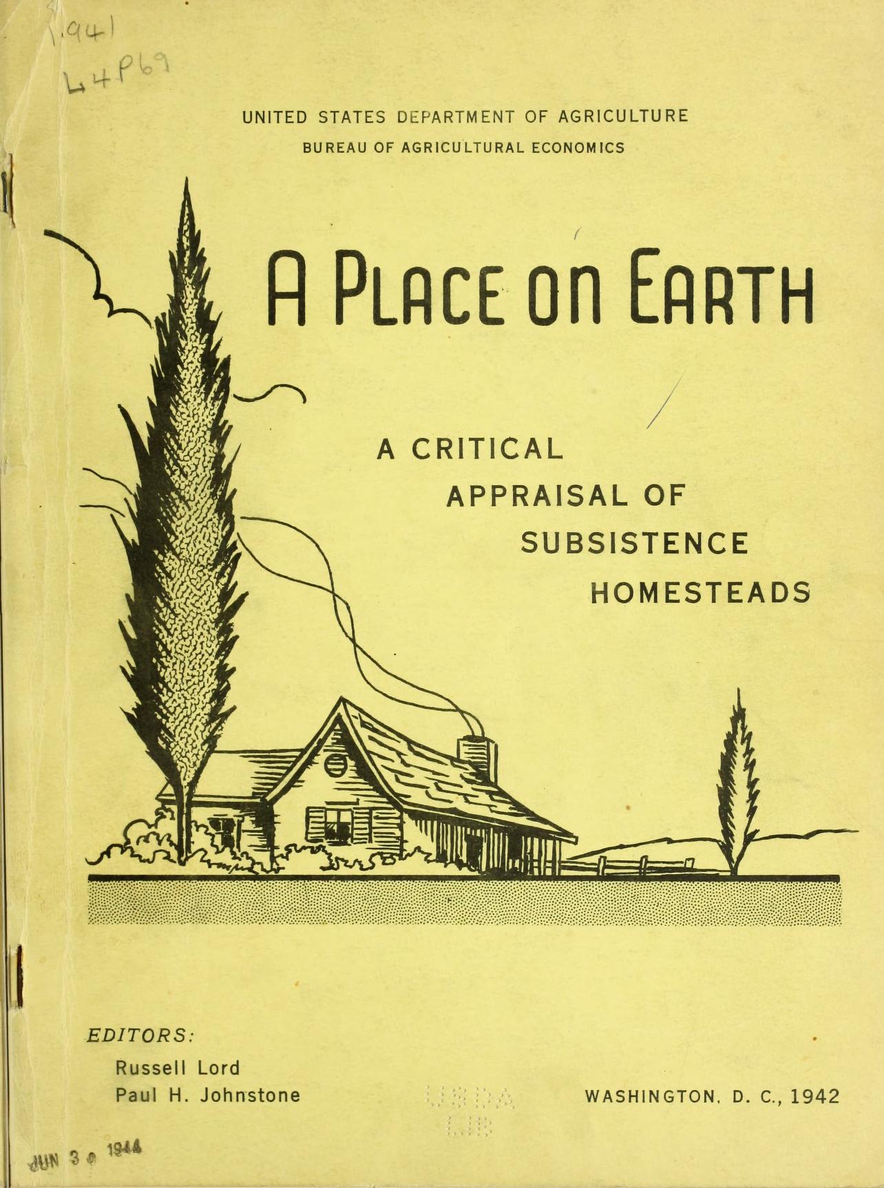 A Place on Earth: A Critical Appraisal of Subsistence Homesteads cover