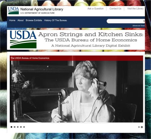 Figure-5.2 Home page of “Apron Strings and Kitchen Sinks” exhibit about the U.S. Department of Agriculture’s Bureau of Home Economics