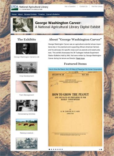 Figure-5.3 Home page of “George Washington Carver” exhibit featuring his technical bulletins