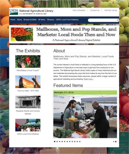 Figure-5.4 Home page of “Mailboxes, Mom and Pop Stands, and Markets: Local Foods Then and Now” exhibit